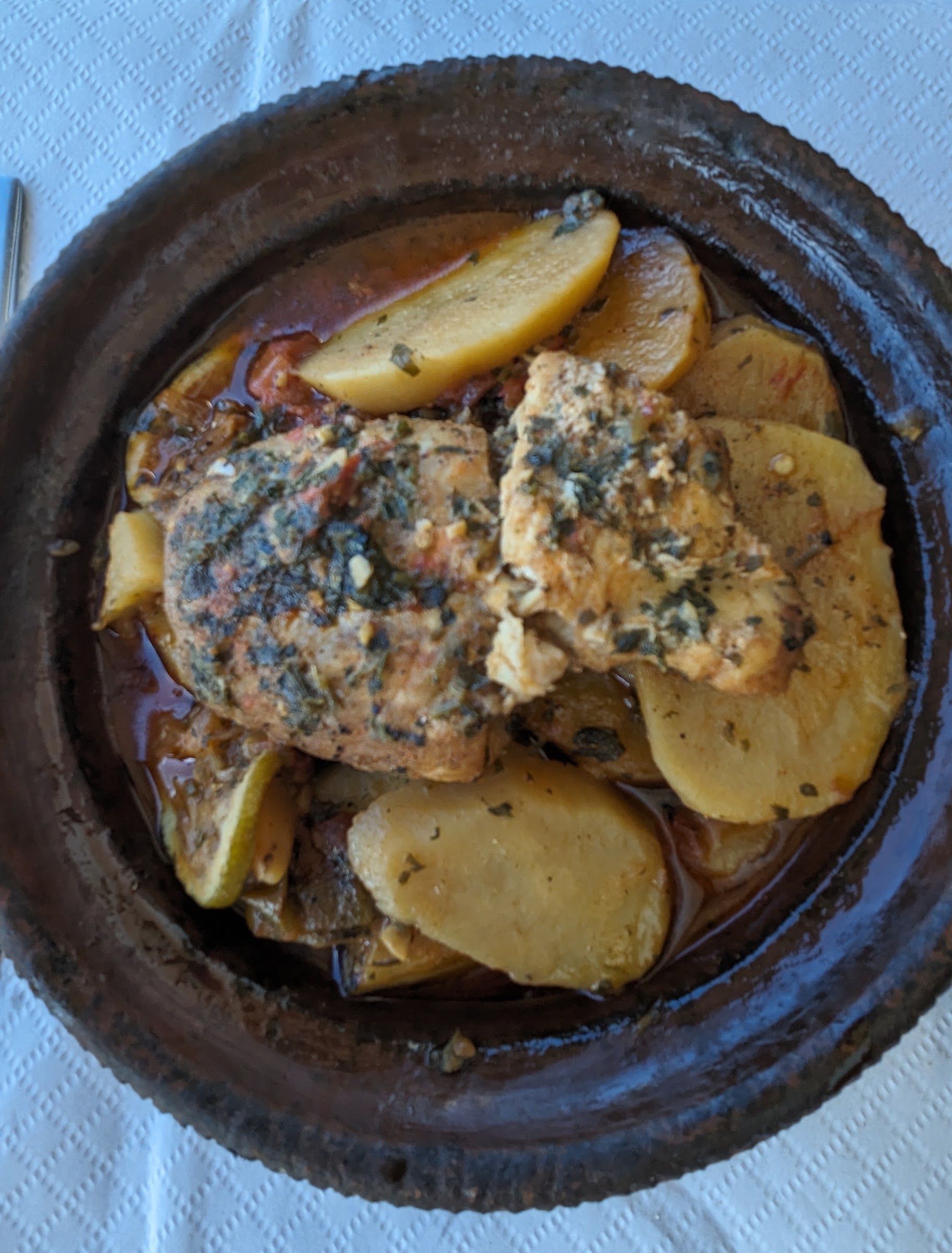 Tajine de poisson aux pommes de terre et citron